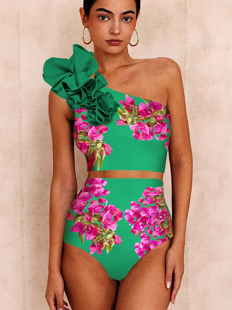 Women's high waist print bikini set