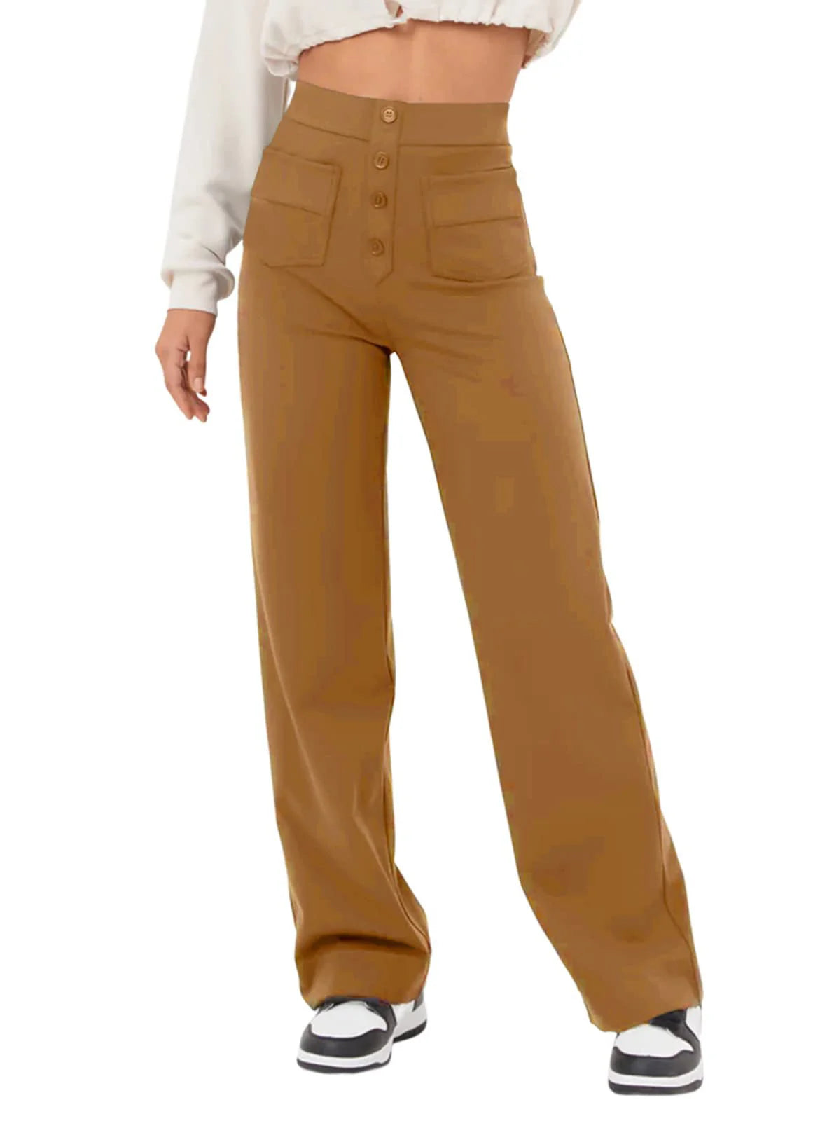 Women's high-waist stretch trousers