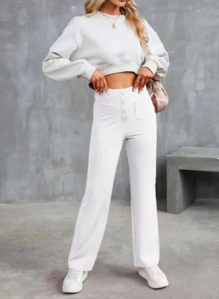 Women's high-waist stretch trousers
