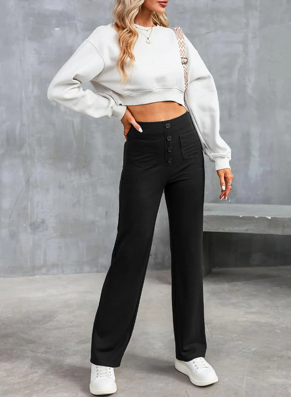 Women's high-waist stretch trousers