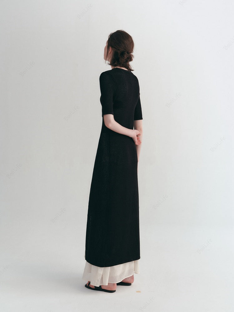 Women's Hollow-Out Short-Sleeve Cardigan — back view