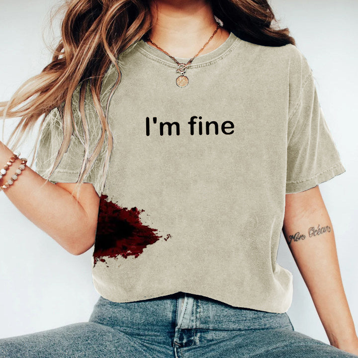 Women's khaki bloodstain print graphic T-shirt