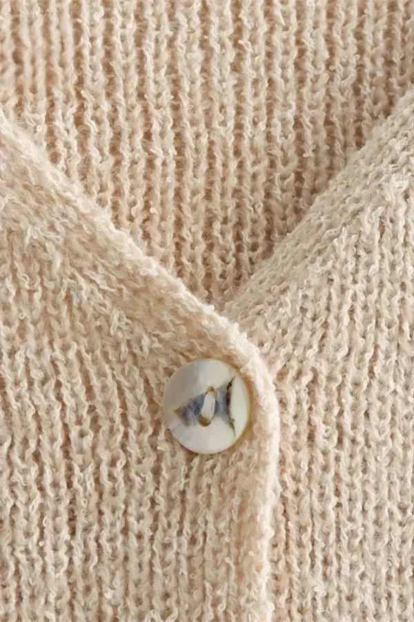 Women's khaki single-breasted knitted vest