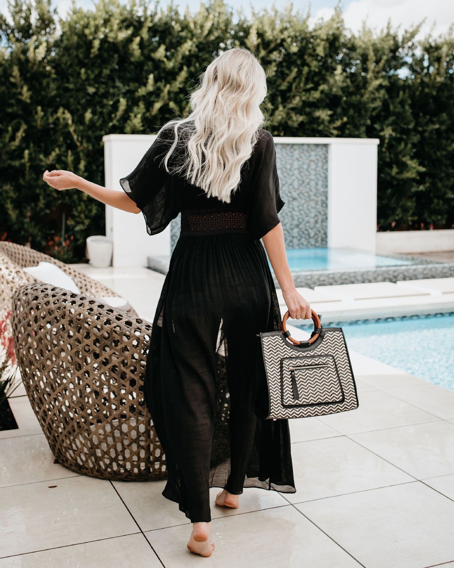 Women's Long Sleeve Kimono Beach Cover-Up — styled shot