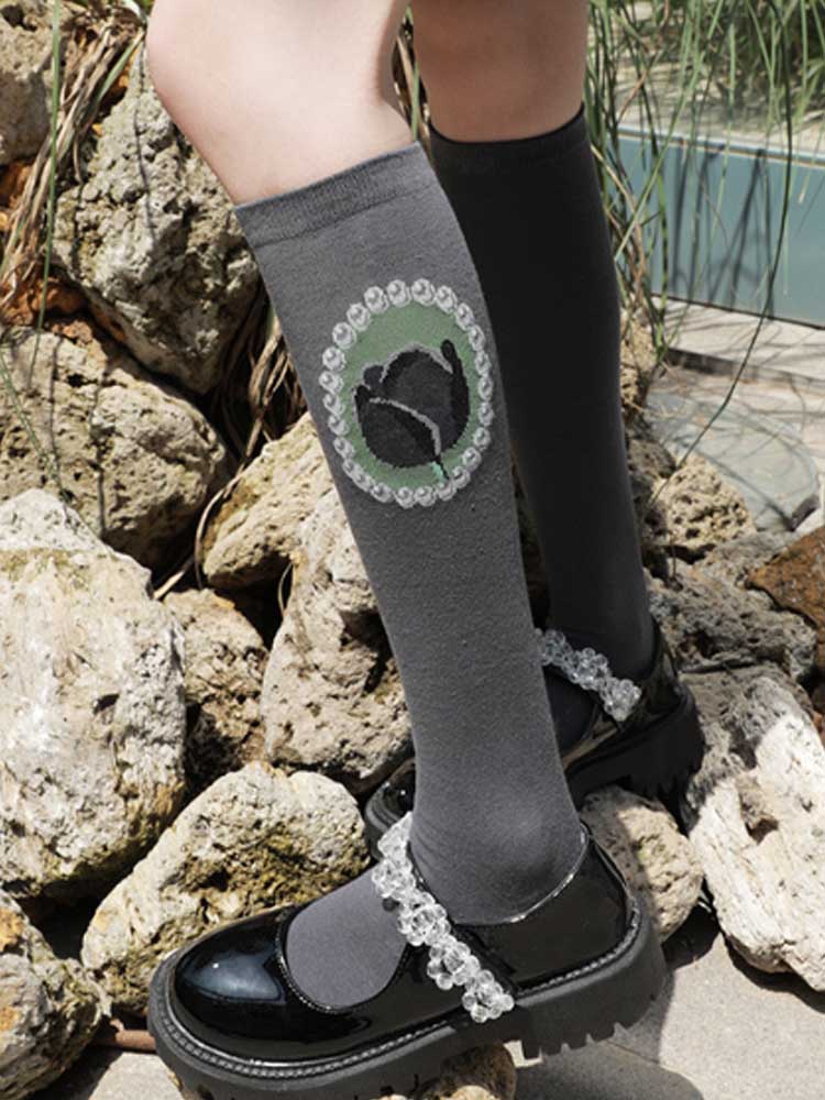 Women's lace-trim knee-high socks