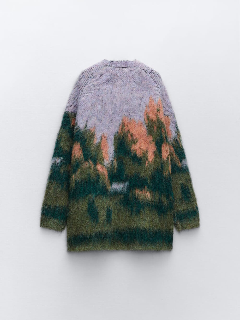 Women's Landscape Print Knit Coat — styled