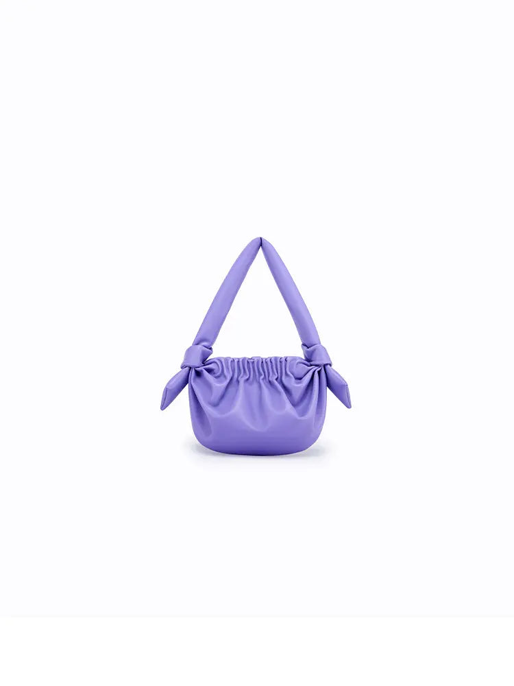 Women's leather cloud bag with bow detail