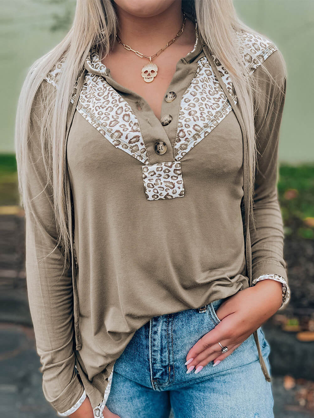 Women's Leopard Print Pullover Hoodie