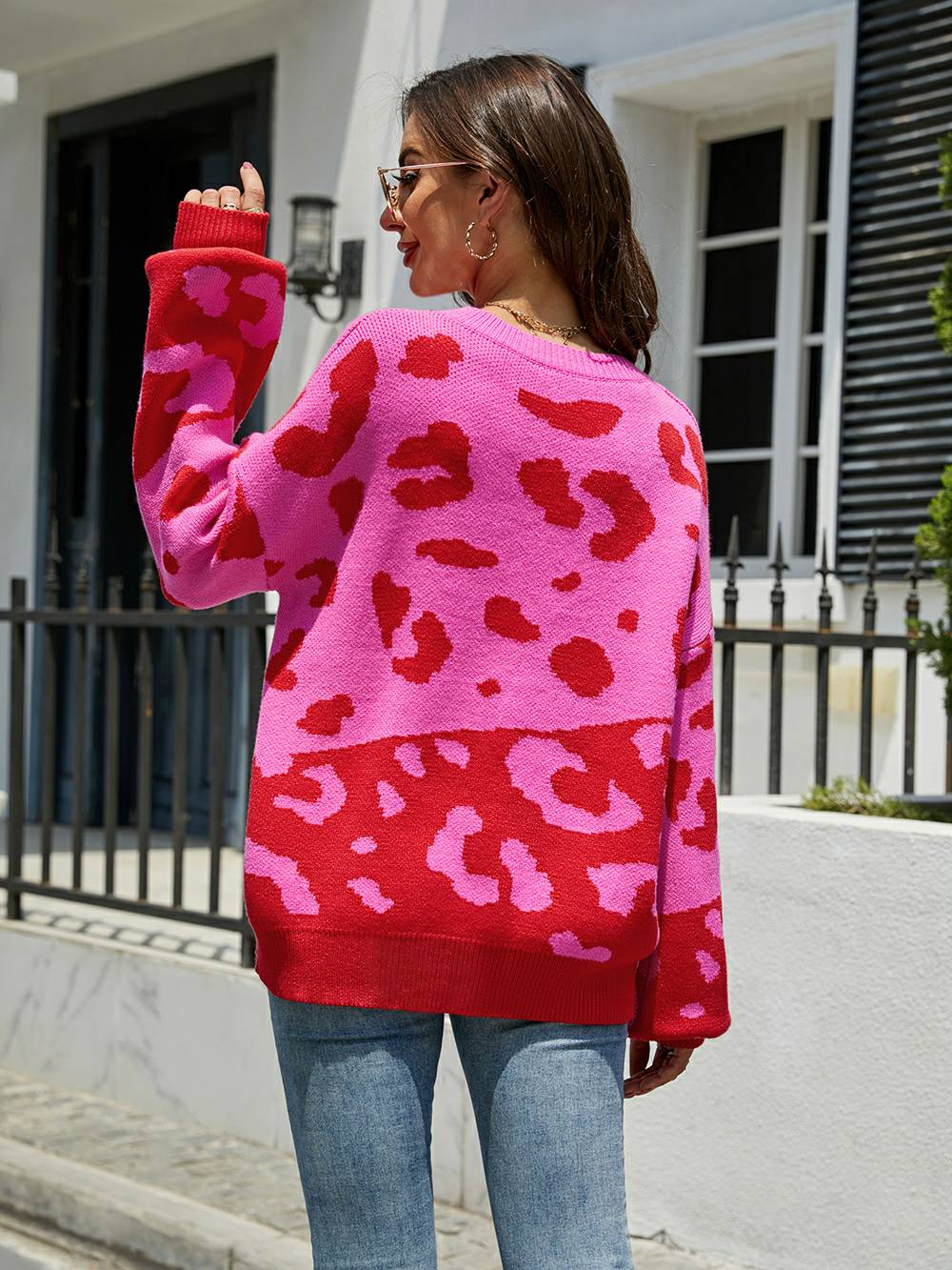 Women's leopard print knit sweater
