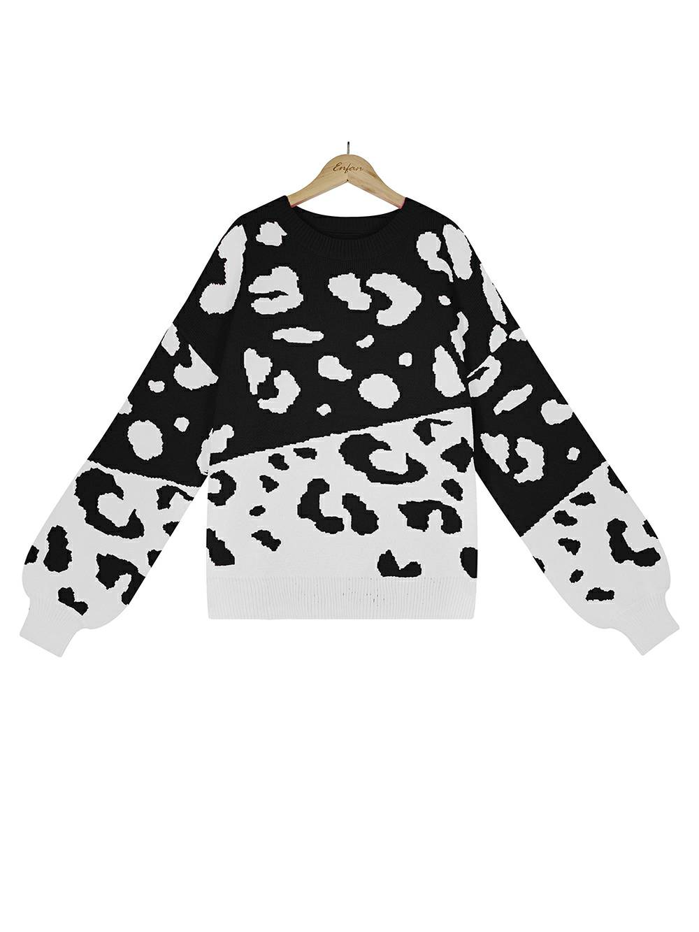 Women's leopard print knit sweater