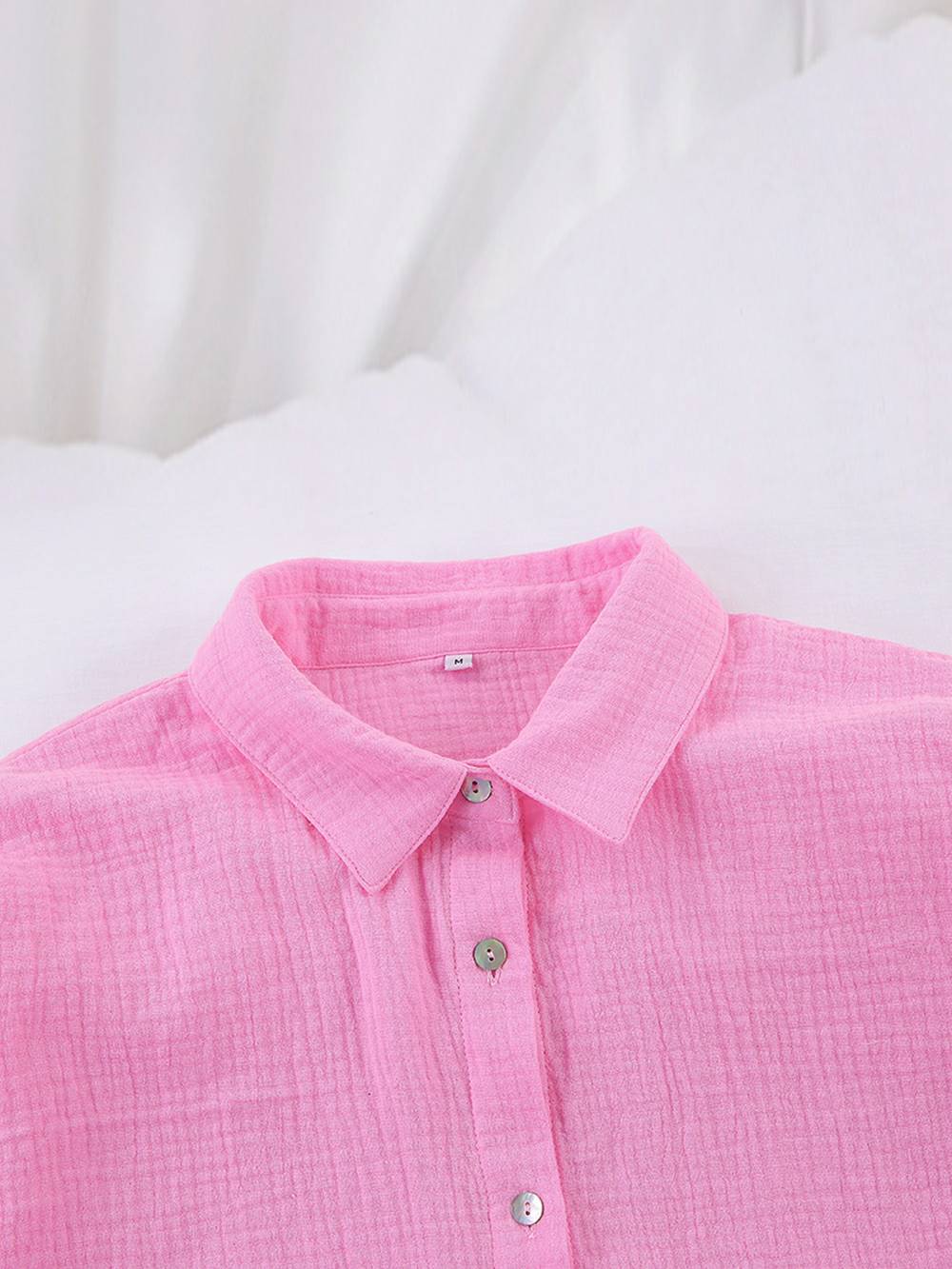 Women's linen-cotton blouse and shorts co-ord set — alternate angle