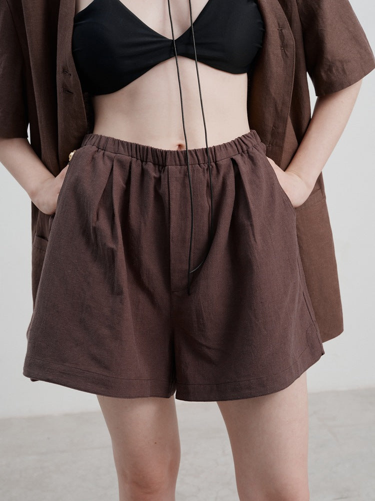 Women's Linen High-Waisted Loose Shorts