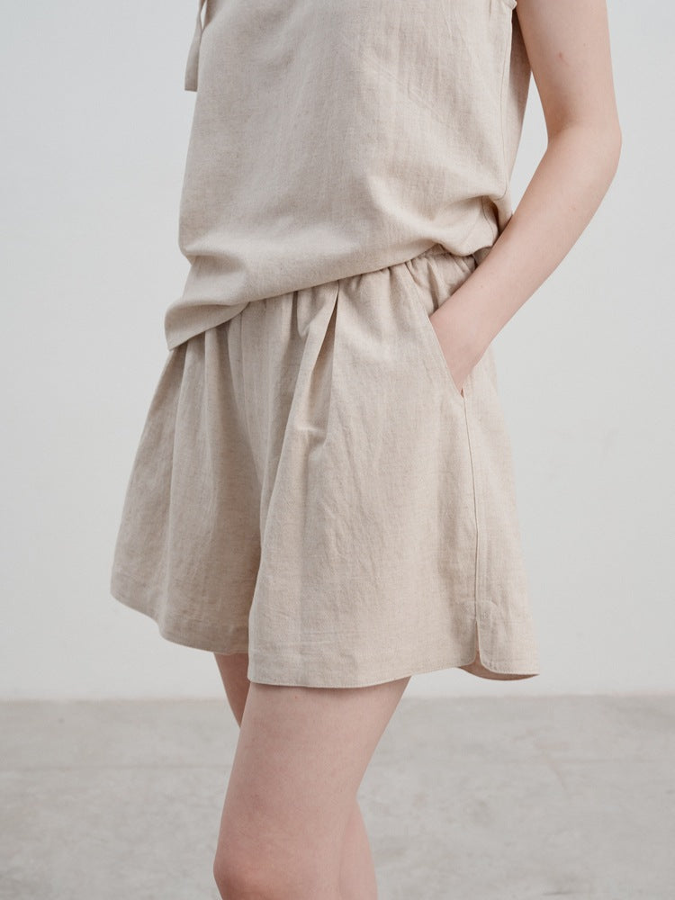 Women's Linen High-Waisted Loose Shorts — styled outfit