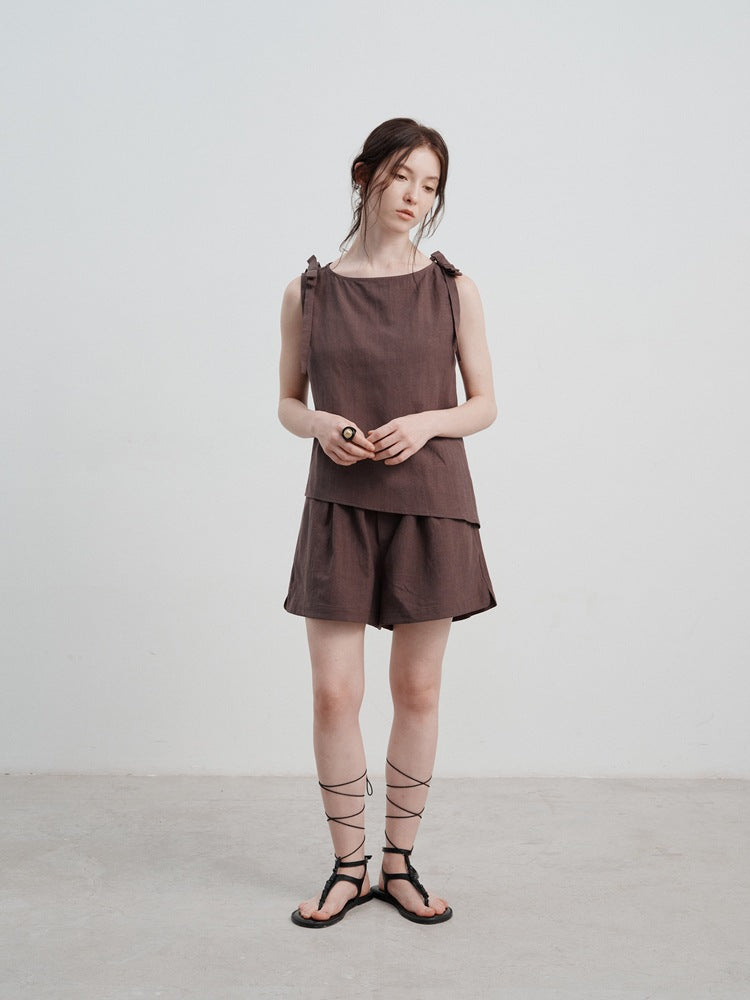 Women's Linen Tank Top with relaxed, loose fit for summer — alternate angle