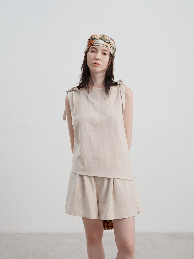 Women's Linen Tank Top with relaxed, loose fit for summer