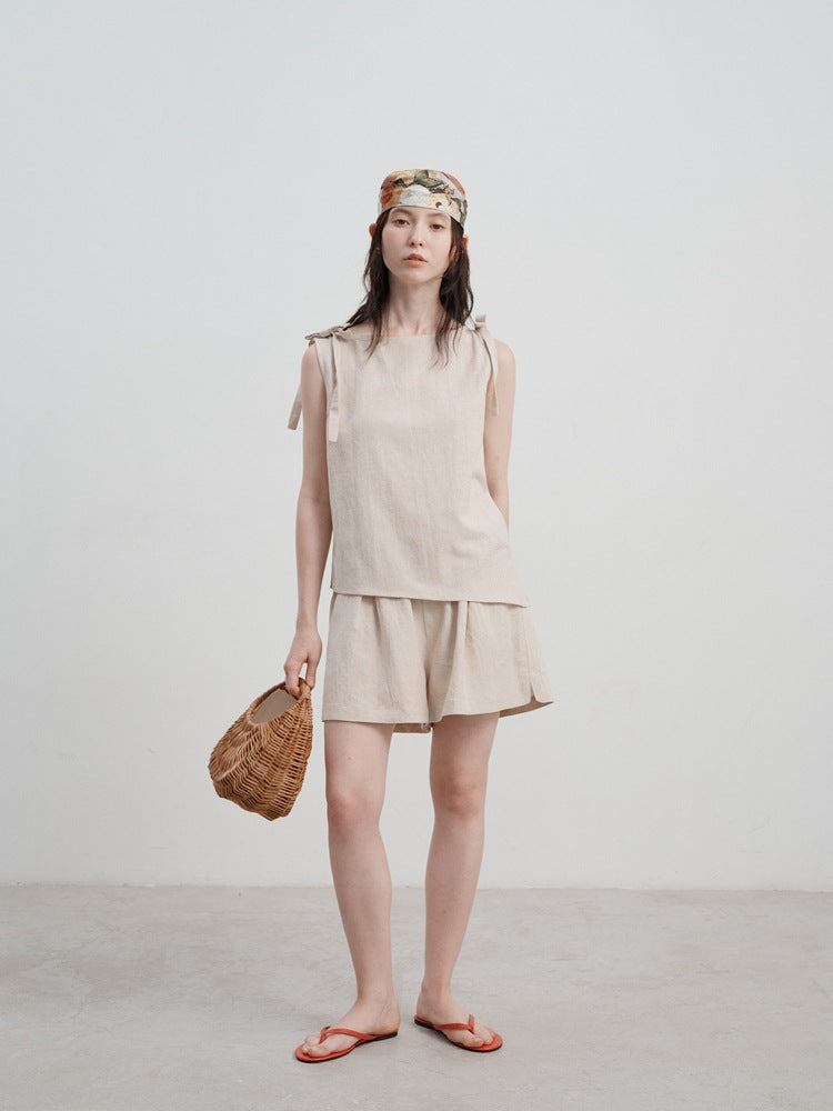 Women's Linen Tank Top with relaxed, loose fit for summer