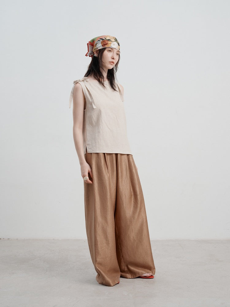 Women's Linen Tank Top with relaxed, loose fit for summer