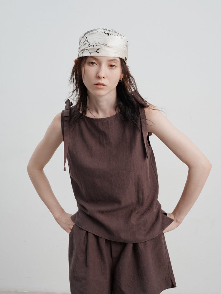 Women's Linen Tank Top with relaxed, loose fit for summer