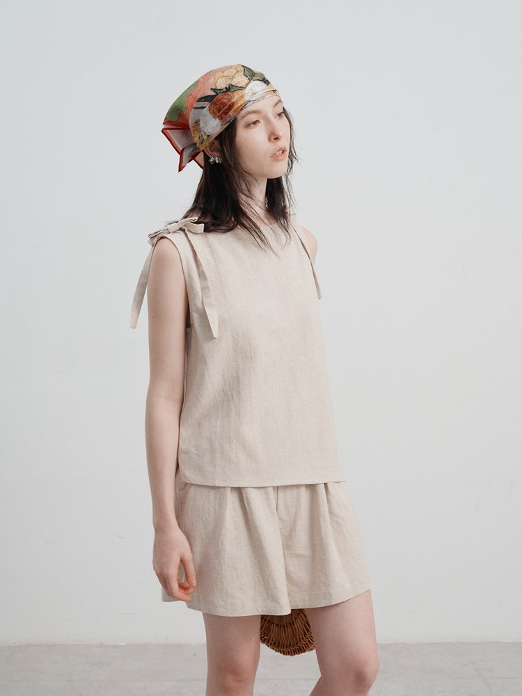 Women's Linen Tank Top with relaxed, loose fit for summer