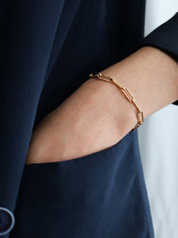 Women's gold link chain charm bracelet