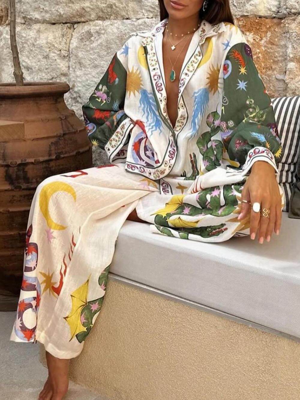 Women's long sleeve shirt and trouser co-ord set
