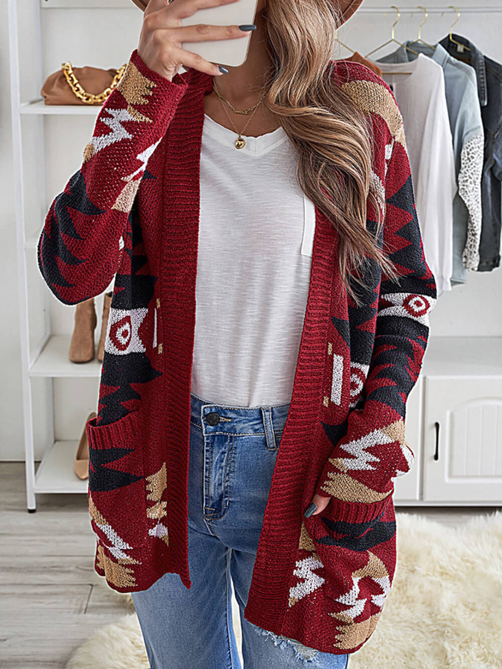 Women's Mid-Length Sweater Cardigan Coat