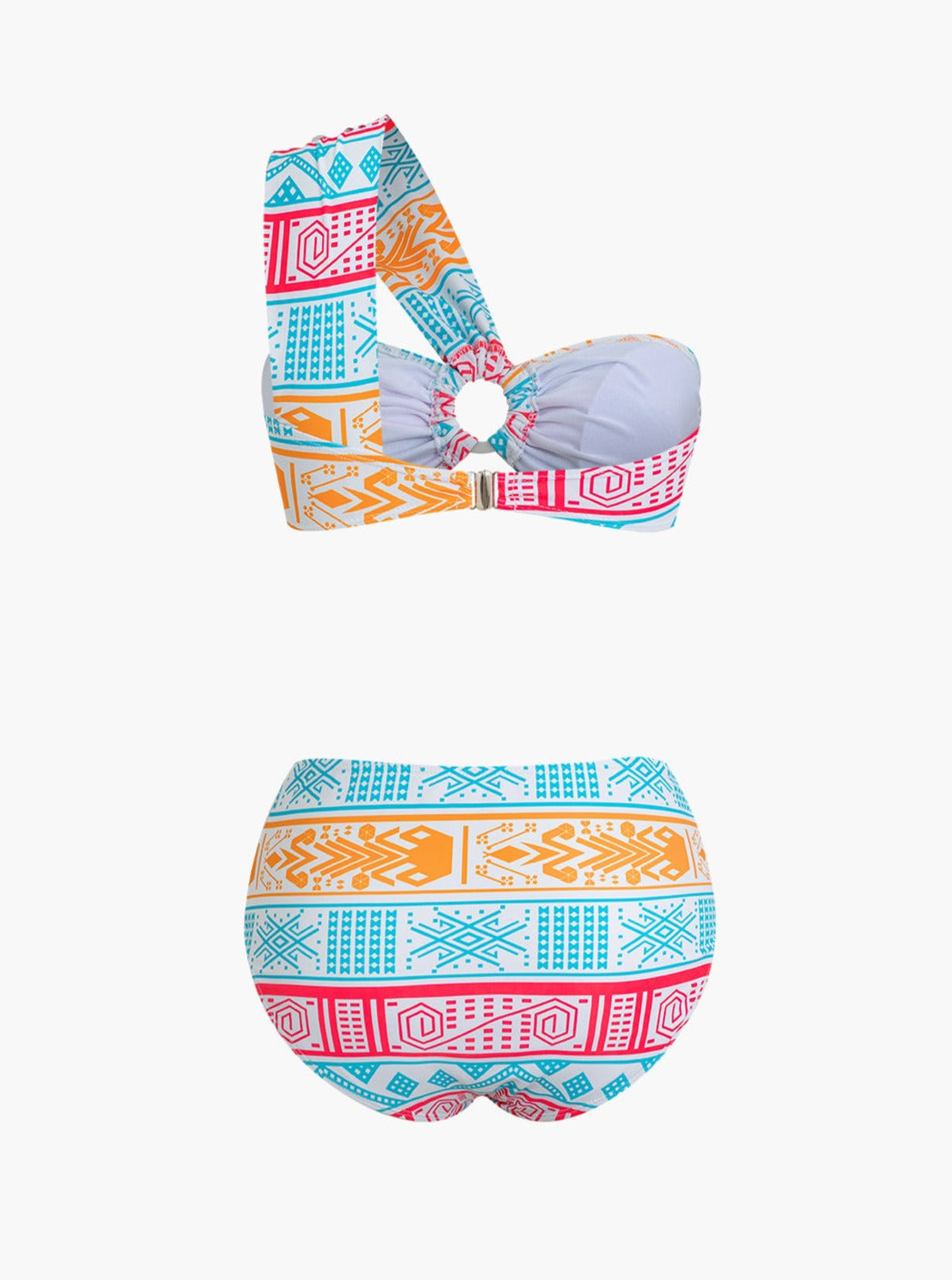 Women's multicolour one-shoulder tribal print bikini set — alternate angle