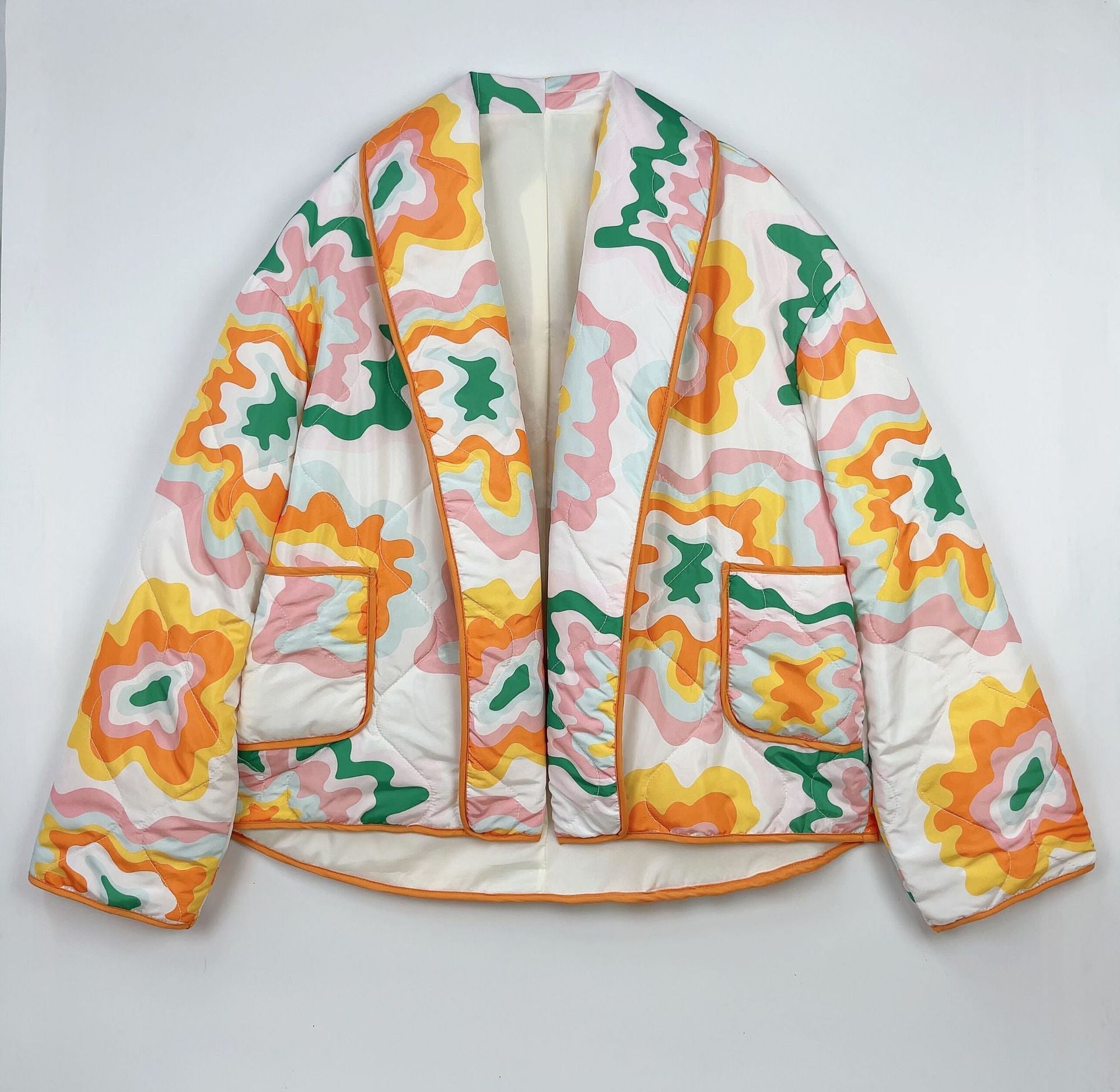 Women's multicolour patchwork print quilted jacket — detail