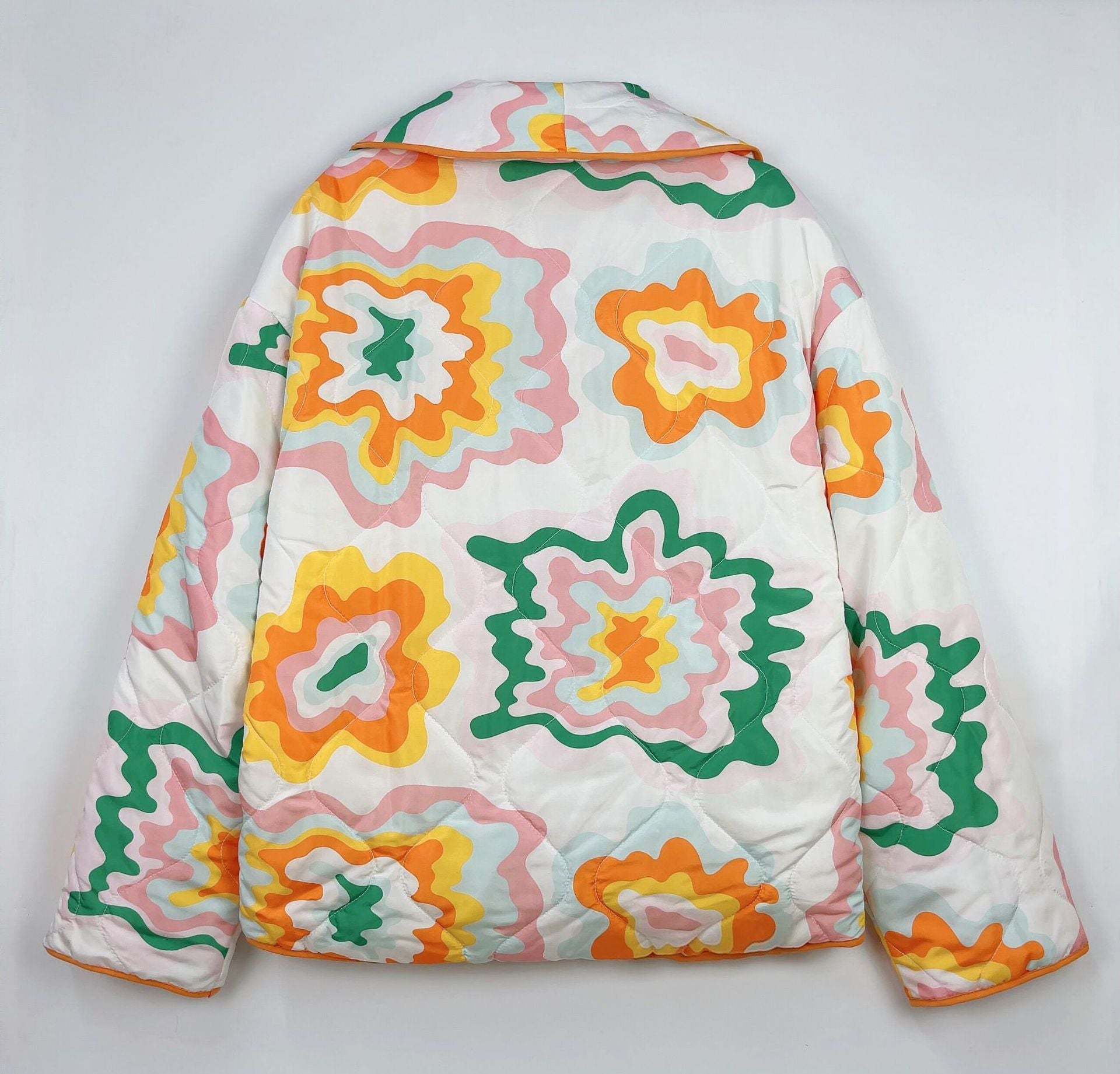 Women's multicolour patchwork print quilted jacket — pocket detail