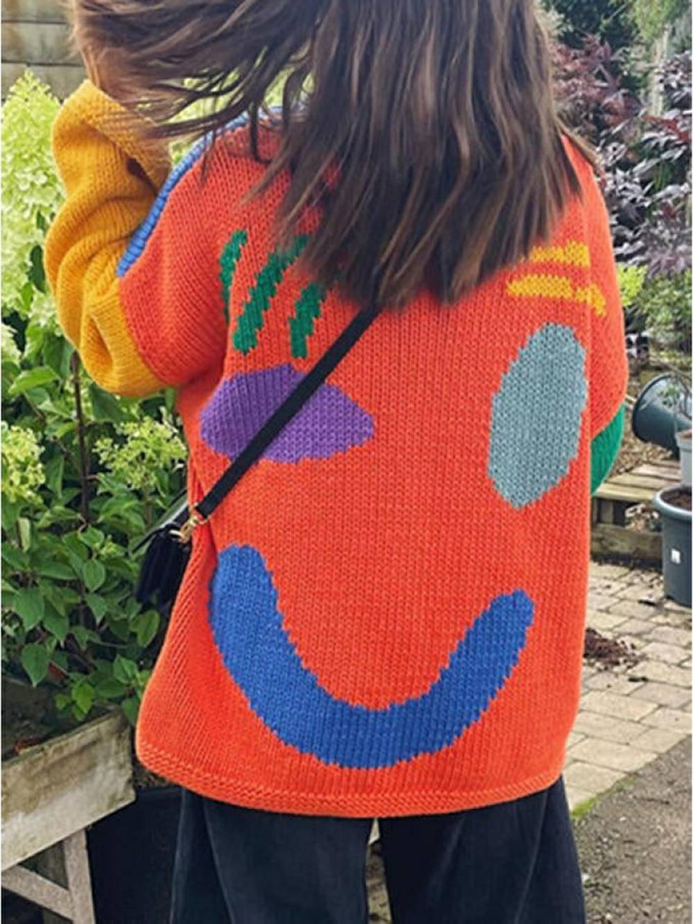 Women's navy oversized boyfriend knit jumper