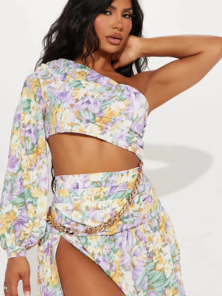 Women's one shoulder cutout swimsuit set