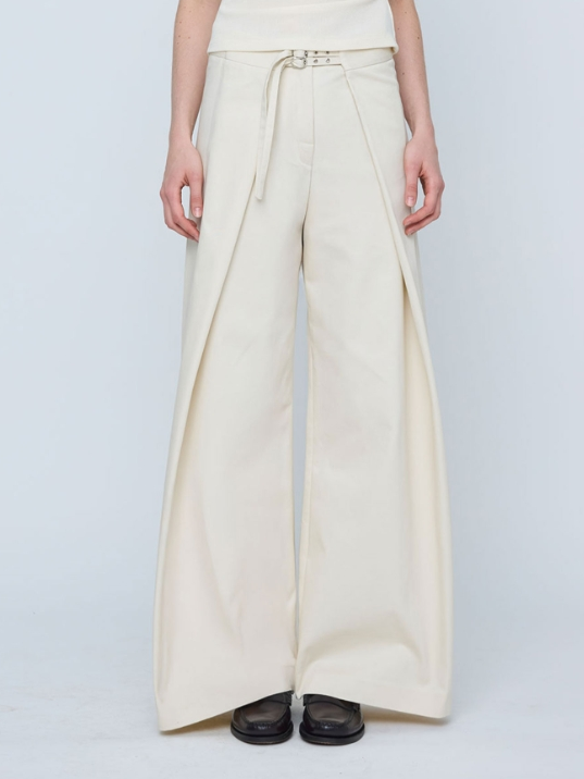 Women's Orange Wide Leg Buckle Trousers