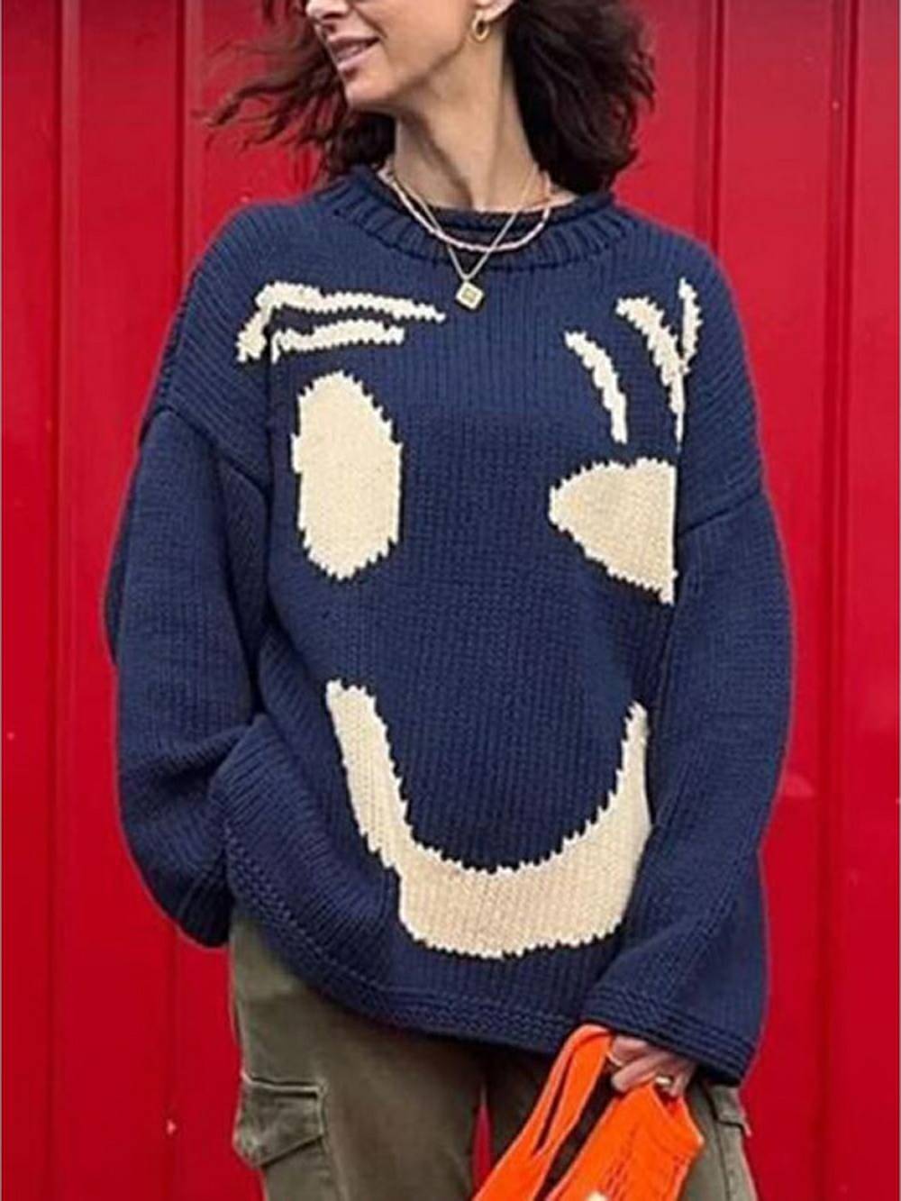Women's oversized boyfriend knit jumper — styled look