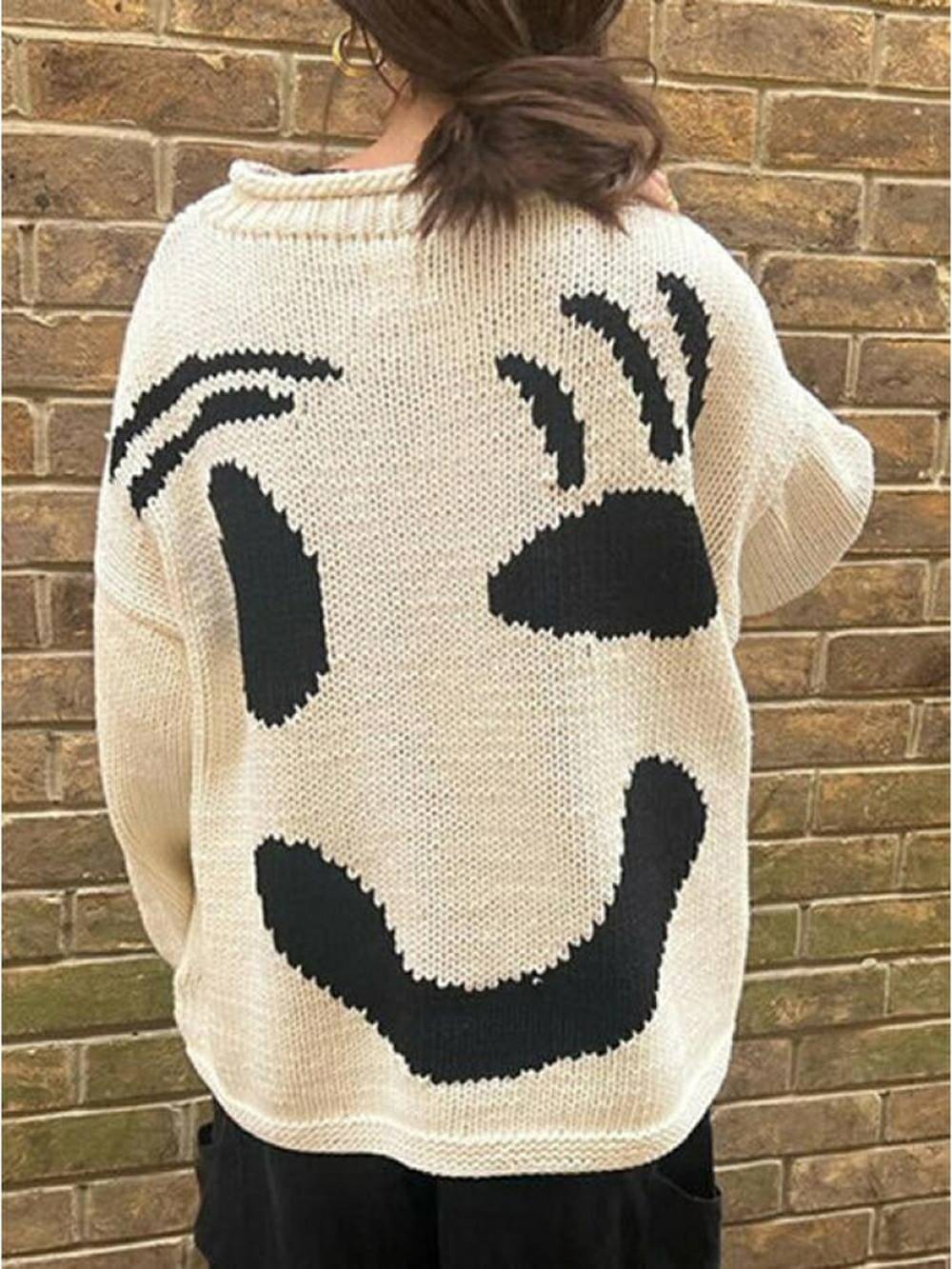 Women's oversized boyfriend knit jumper — back view