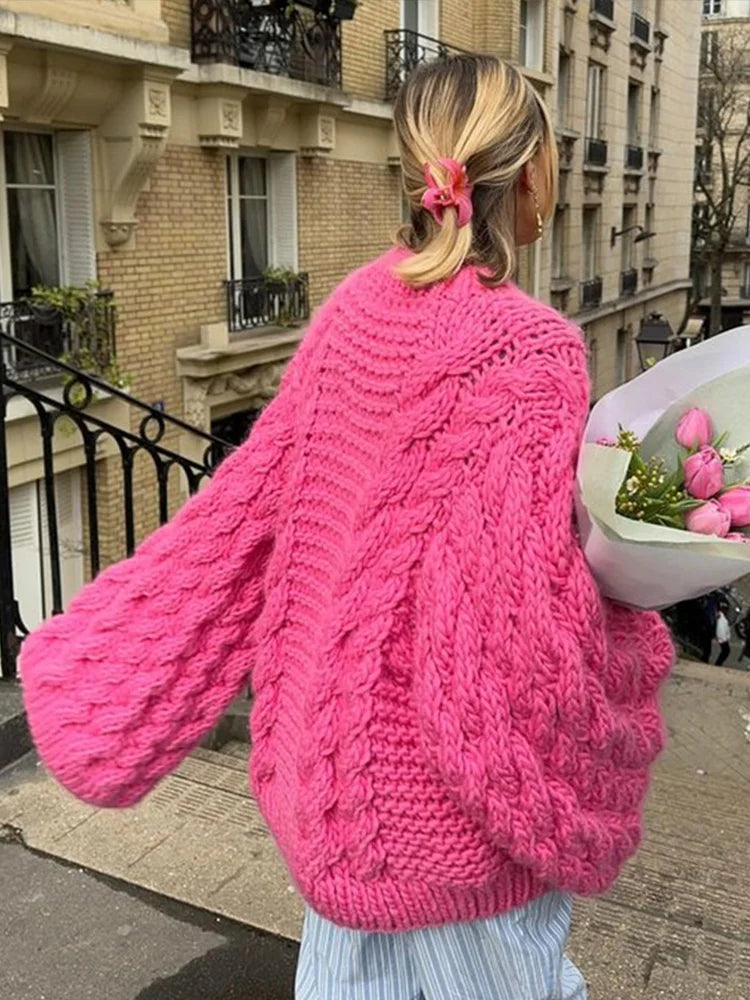 Women's Oversized Twist-Knit Sweater — alternate angle