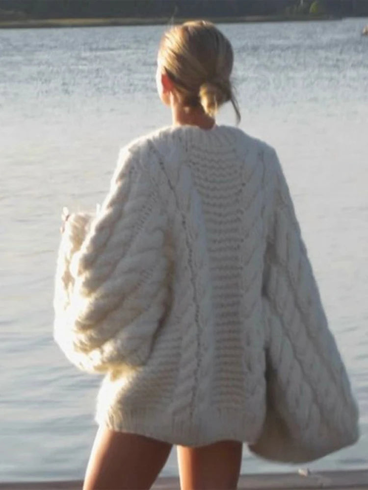 Women's Oversized Twist-Knit Sweater — detail shot