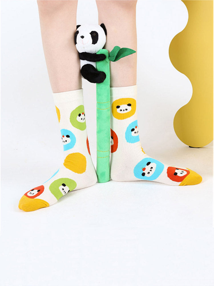 Women's playful panda print cotton socks