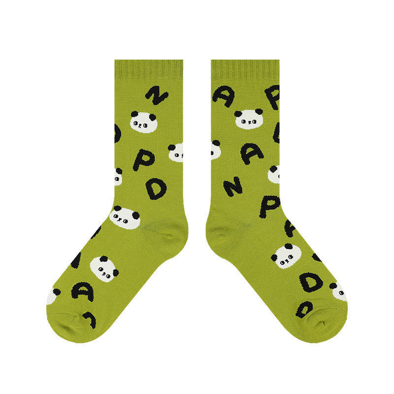 Women's playful panda print cotton socks