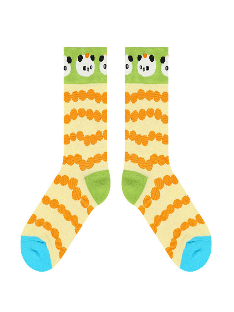 Women's playful panda print cotton socks