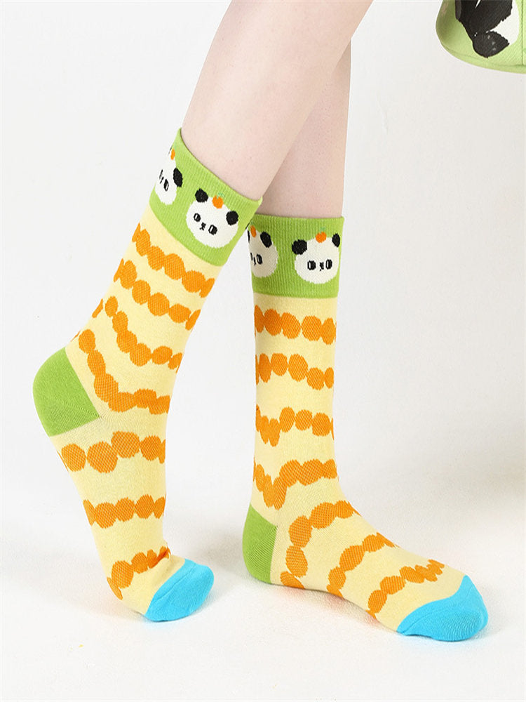 Women's playful panda print cotton socks