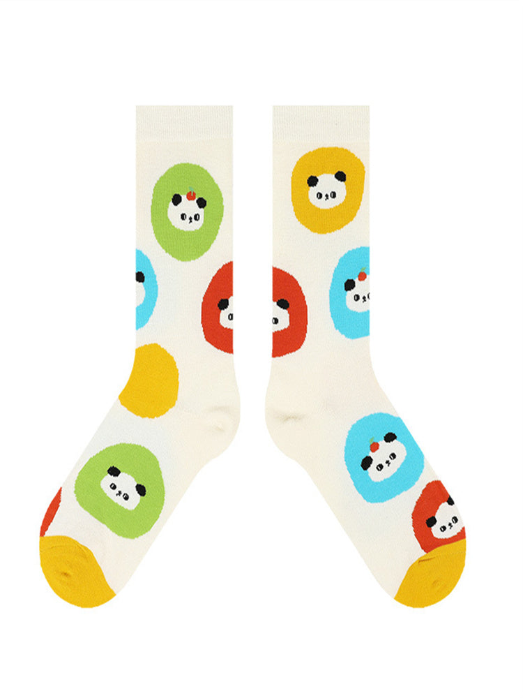 Women's playful panda print cotton socks
