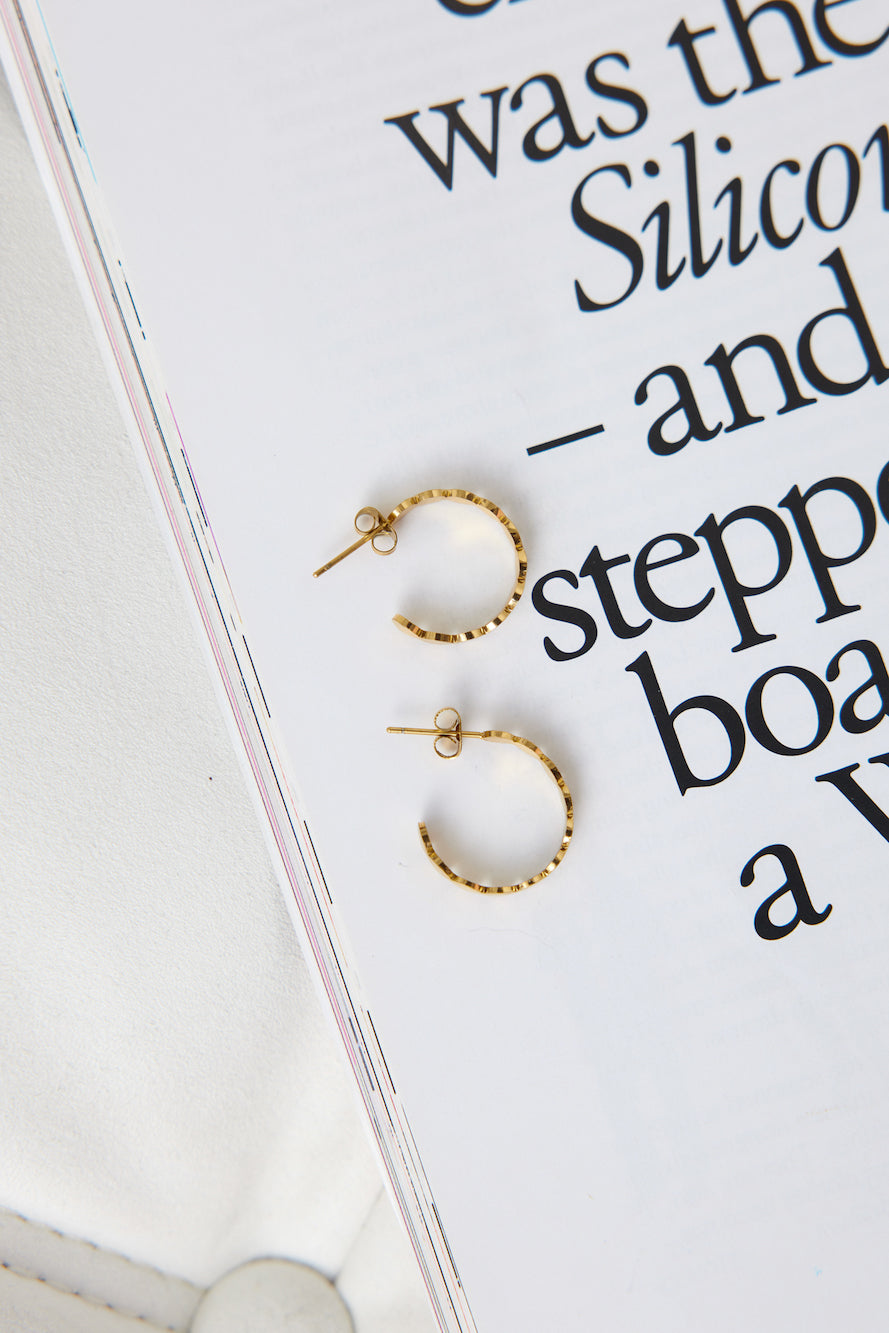 Women's Polished Gold Hoop Earrings — detail view