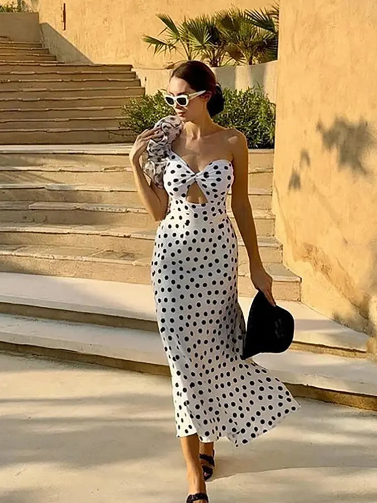Women's polka dot ruffle vintage swimsuit set
