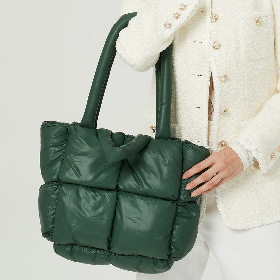 Women's Pom-Pom Quilted Tote Bag