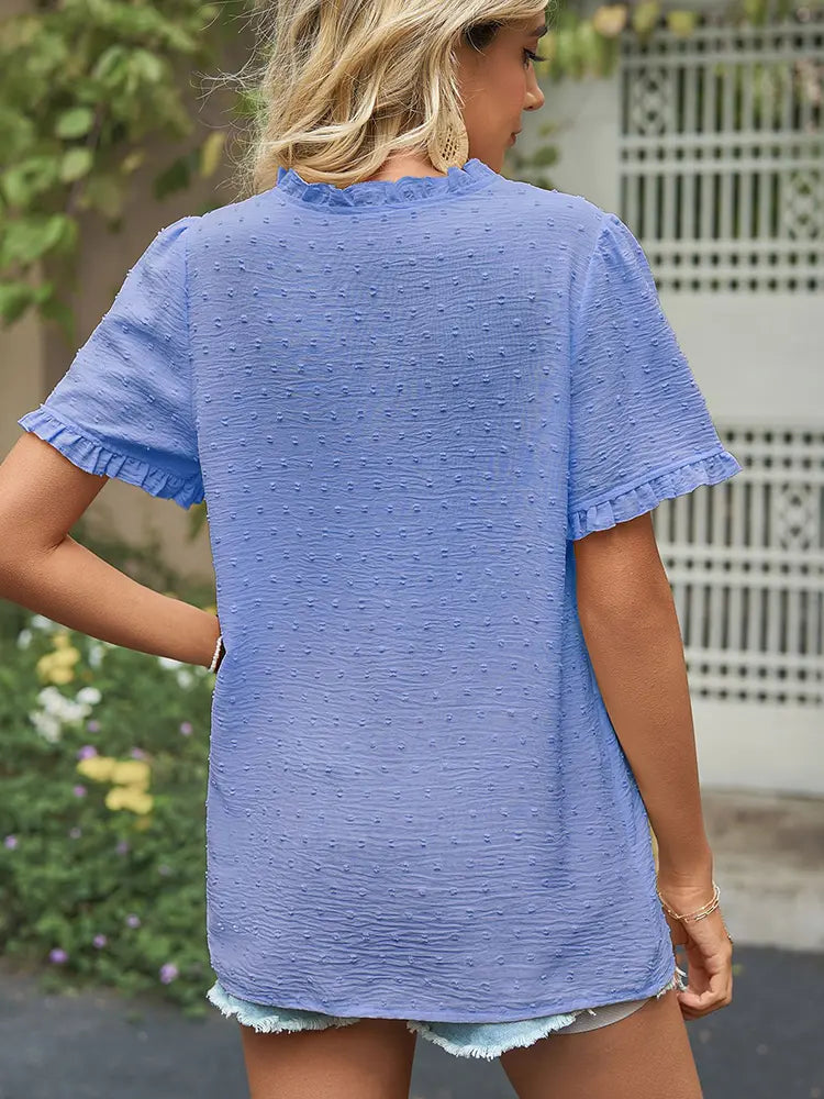 Women's princess-sleeve cutwork blouse in black