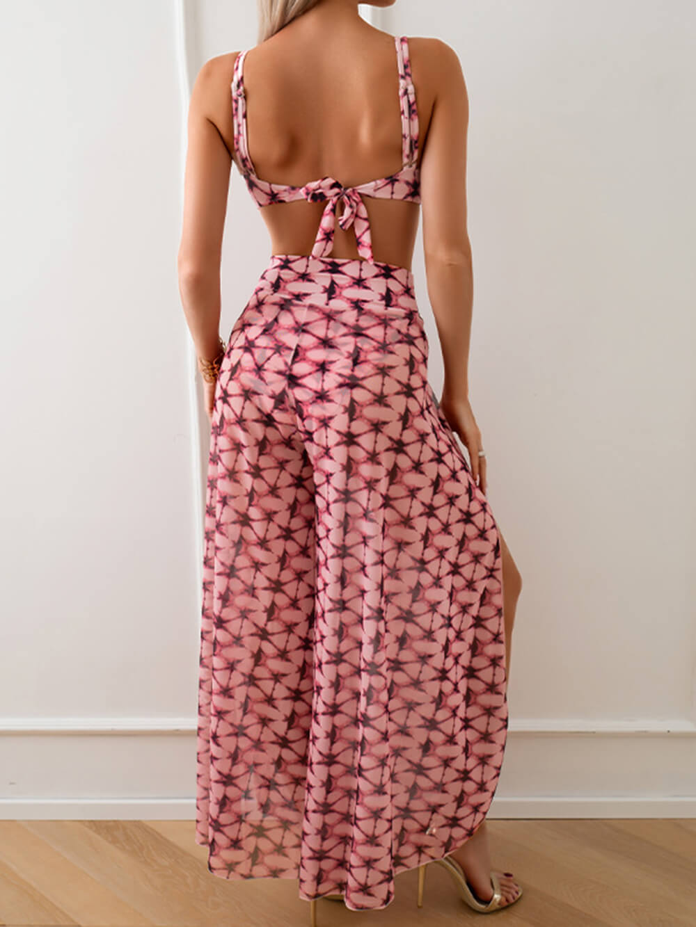 Women's printed bikini and trousers co-ord set — additional angle
