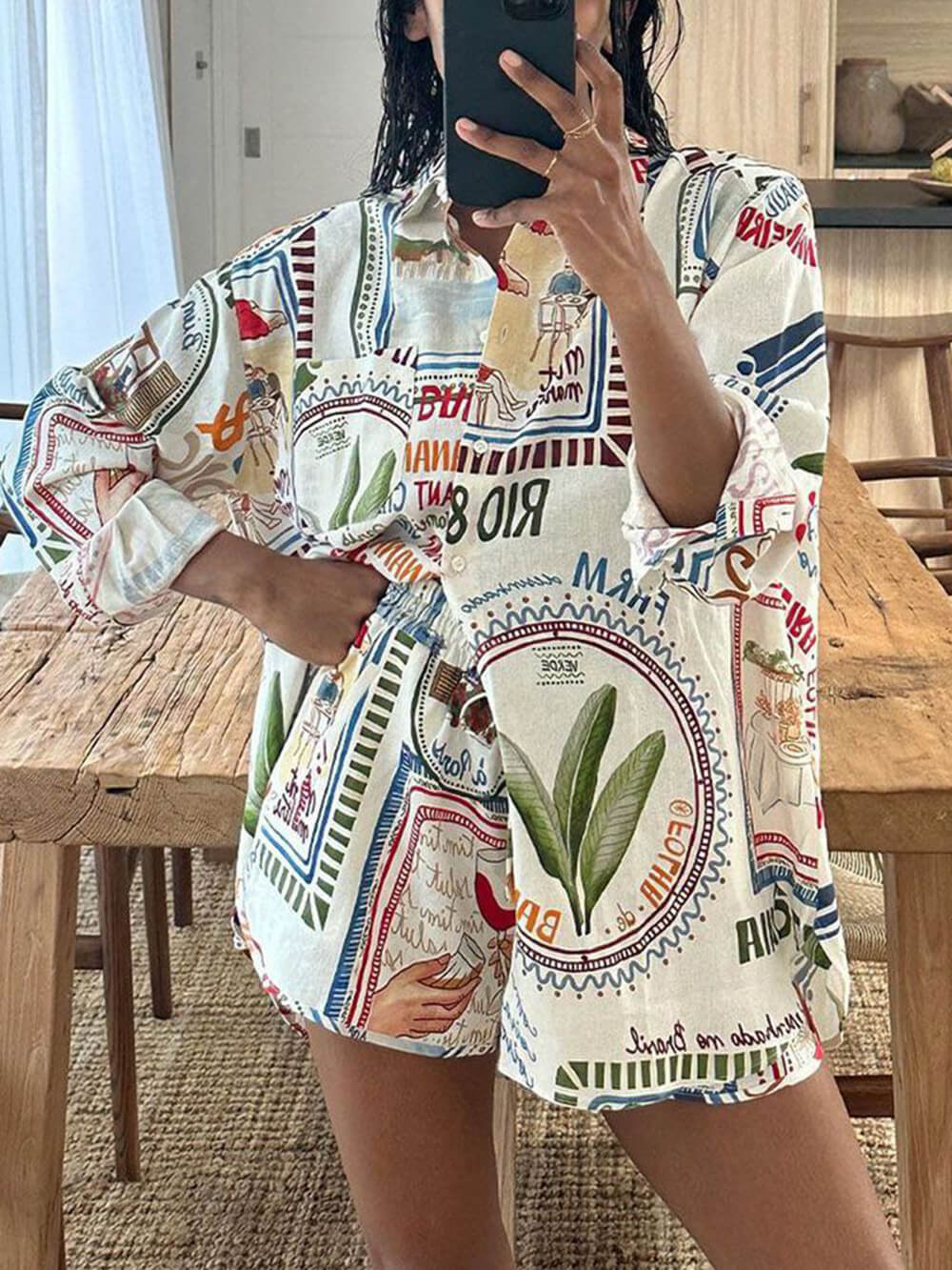 Women's printed shirt co-ord set