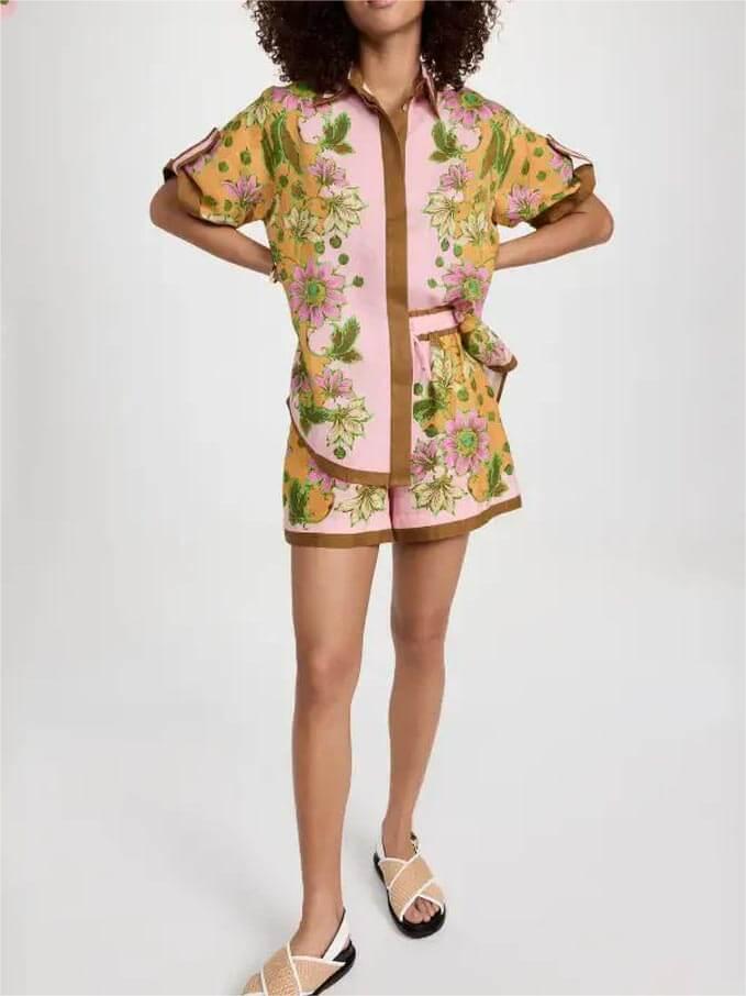 Women's printed shirt and shorts co-ord set - alternate angle