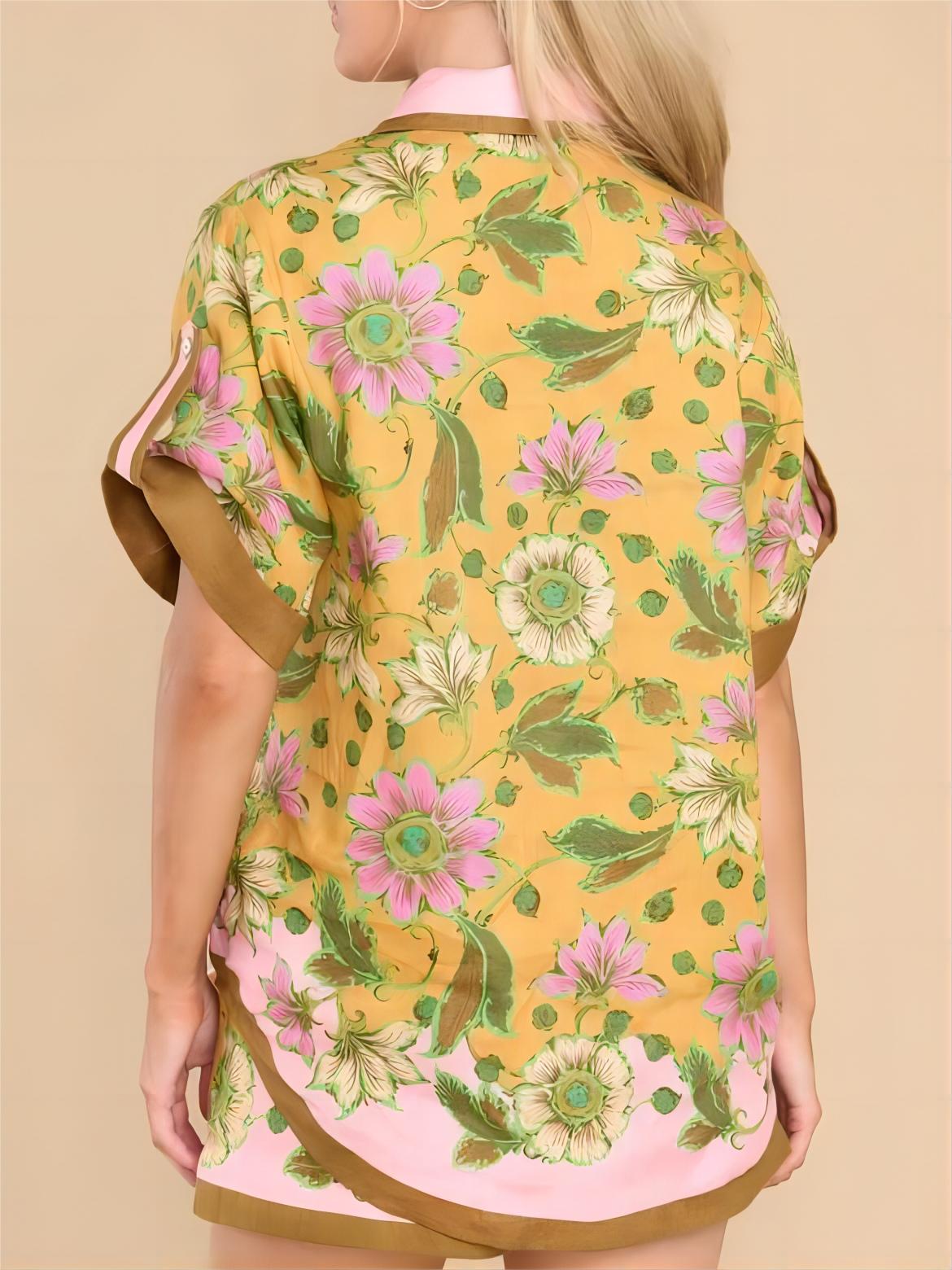 Women's printed shirt and shorts co-ord set - side view