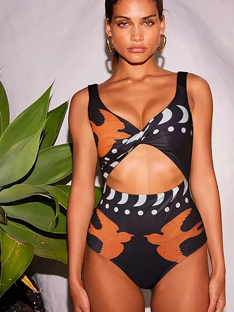 Women's Printed Swimsuit and Bikini Set